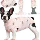 Kuoser Recovery Suit for Dogs Cats After Surgery, Professional Pet Recovery Shirt Dog Abdominal Wounds Bandages, Substitute E-Collar & Cone,Prevent Licking Dog Onesies Pet Surgery Recovery Suit (M (Back:13.4-16.1'', Weight:14-25 LB), Light Pink)