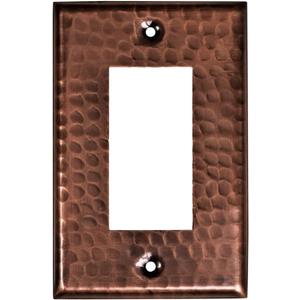 Monarch Abode Rocker Light Switch Cover Plate  1-Gang Pure Copper Decorator Wall Plates, Hand Hammered Decorative Outlet Covers Wall Plates for Receptacle, GFCI Electric Outlet Cover, Pack of 1