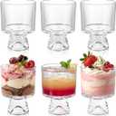 ZEAYEA 6 Pack 7 oz Glass Dessert Cups, Clear Footed Trifle Bowl for Pudding, Sundae, Ice Cream, Cake, Fruits, Salad, Cocktail, Small Parfait Glasses for Party, Bar, Restaurant, Coffee Shop