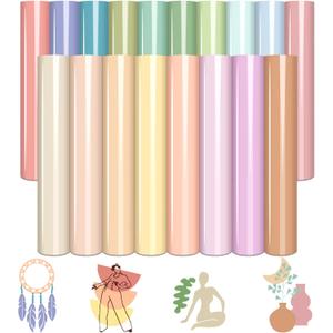Tintnut Boho Color Heat Transfer Vinyl - 18 Sheets 12 X10 Inche Neutral Tone Brown HTV Vinyl Aqua Iron On Vinyl Beige/Brown/Tan/Light Lilac HTV for T-Shirts Compatible with Silhoutte Cameo