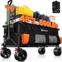 48" L Collapsible Wagon Cart Foldable, 560lbs Weight Capacity 300L Heavy Duty Folding Beach Wagons with Big All-Terrain Wheels, Utility Carts for Groceries, Shopping, Camping, Sports - Black