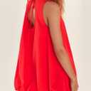 Summer Sleeveless Bubble Mini Dress 2026 Tie Back Short Sun Dress Casual Sundresses with Pockets (Red, L)