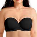 YANDW Strapless Minimizer Bra for Large Breasts Plus Size Full Coverage Padded Convertible Bras with Underwire Support (Black)