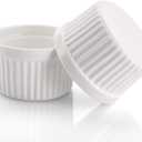 Foraineam Set of 12 Porcelain Ramekins Bakeware, 4 Ounce White Souffle Dishes Dessert Custard Baking Cups for Baking, Cooking, Serving