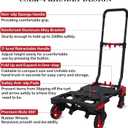 Folding Hand Truck 330lbs Capacity Heavy Duty Dolly Cart with 2 Elastic Bungee Rope,4 Rubber Wheels,Retractable Handle,Convertible Portable Cart Luggage,Travel,Moving,Shopping,Office Use.