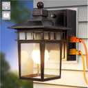 Outdoor Light with GFCI Outlet Antique Black and Bronze Gold,Dusk to Dawn Porch Lights Outdoor,Waterproof Exterior Wall Light Fixture,Aluminum Wall Sconce,Front Door Light Outside Lights for House