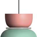 DJAMEL Modern Pendant Light Macaron Colorful Iron Chandelier Nordic Round Aluminum Shade Hanging Pendant Light for Kitchen Island Dining Room Children's Room Bedroom (Pink+Green, B-Medium)