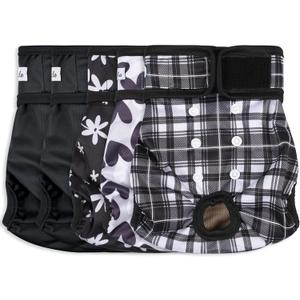 Female Dog Diapers 5Pcs - Premium Reusable Diapers for Doggie in Heat - Highly Absorbent Dog Diapers Female for Pet Incontinence with Adjustable Snaps, Black, Medium