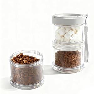 2025 Upgraded Airtight Dog Treat Container, Leak-Proof Stackable Pet Food Jar 2/3/4 Layers, Portable with Lanyard for Outdoor, Travel, Training & Home, Food-Grade PP (2-Layer)
