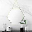 Dahey Gold Hexagon Mirror Wall Decor Small Decorative Mirror Hanging Mirrors for Wall Home Bathroom Bedroom Living Room Dorm College Office, 11.81"X10.24", Small, Gold