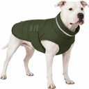 Mklhgty Waterproof Dog Coat for Dogs, Warm Dog Winter Jacket, Reflective Windproof Turtleneck Coats with Adjustable Hook & Loop - Green - L