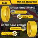 CSST Gas Line 102Ft 1/2'', Professional Underground Flexible Gas Line with 2 Brass NPT Fittings & Gloves, Contractor-Grated Stainless Steel Propane Hose for Grill, Heater, RV Conversion