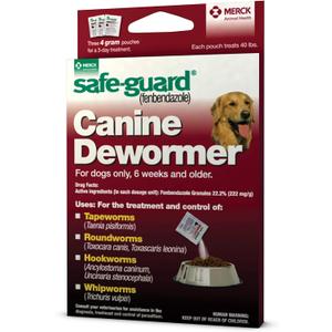 Safe-Guard (fenbendazole) Canine Dewormer for Dogs, 4gm pouch (ea. pouch treats 40lbs.)