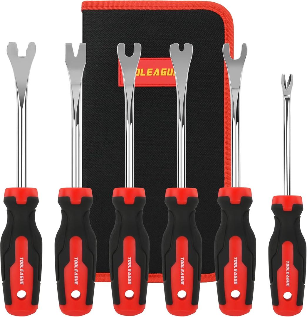 TOOLEAGUE 6Pcs Auto Upholstery Trim Panel Removal Tool Set,Car Trim Removal Tool, Fastener Remover Kit with Storage Bag