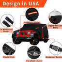 Waterproof Car Cover for Jeep Wrangler 2 Door 1987-2024 2025 JK JL TJ YJ CJ Sahara, Upgraded Outdoor Full Exterior Sun Rain Snow Hail Protection with Driver Door Zipper