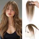 S-noilite Bangs Hair Clip,360 3D Cover Real Clip in Bangs Human Hair Toppers for Women With Side Bang Daily Wear Medium Brown