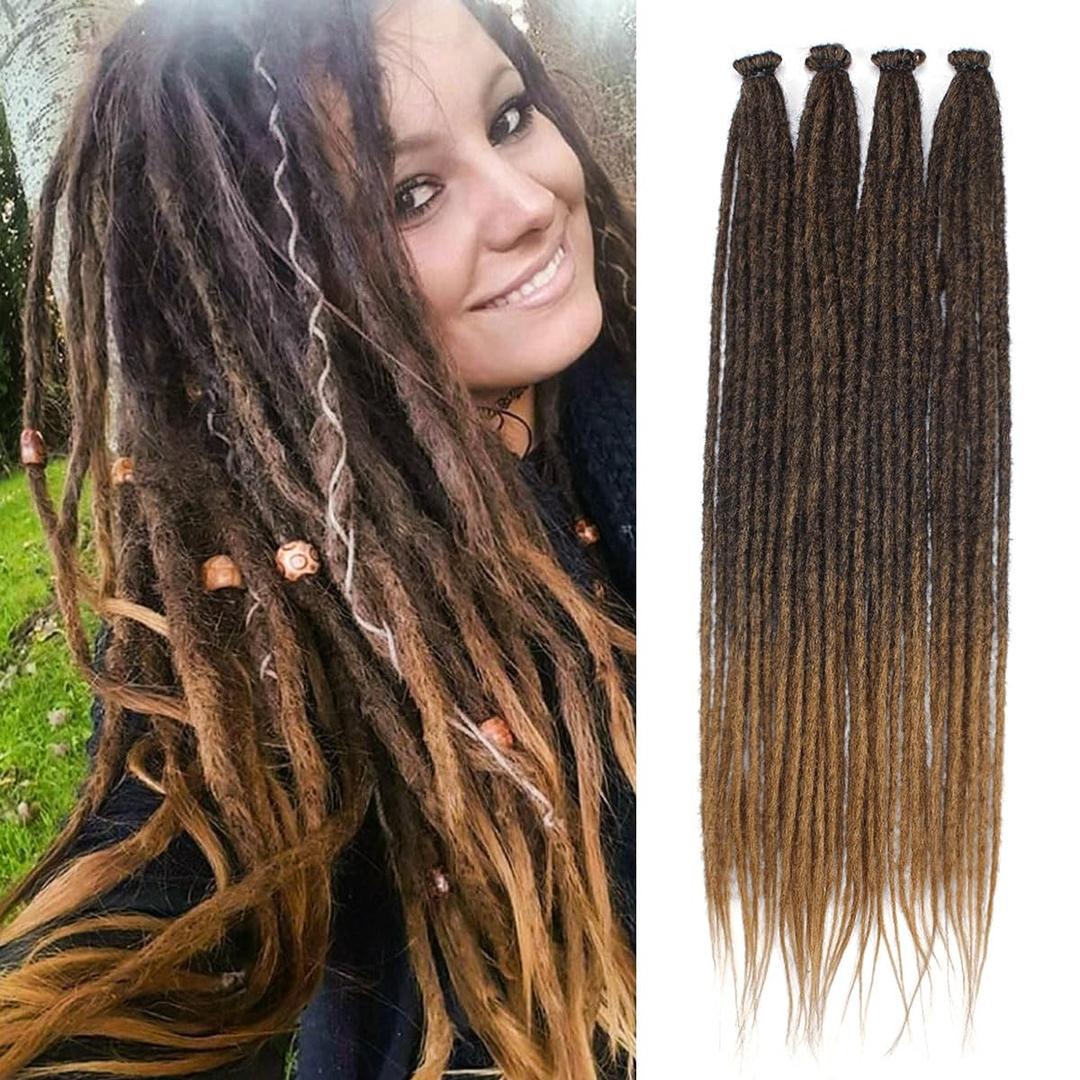 24 Inch 40 Strands Dreadlock Hair Extensions,Synthetic Hippie Single Ended Handmade Dreads,Thin 0.6cm Width Straight Reggae Style Dreadlocks for Woman,1B/27