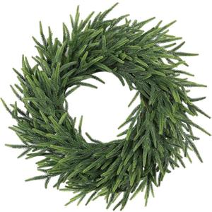 26-Inch Norfolk Pine Wreath - Real Touch Artificial Christmas Wreath for Front Door, Wall, Window, and Porch Decor - Farmhouse Indoor Outdoor Holiday Decorations