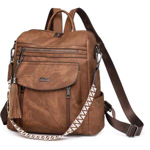 GAEKEAO Backpack Purse for Women Fashion Designer Ladies PU Leather Shoulder Bag Convertible Handbags for Travel Daily Use College Brown