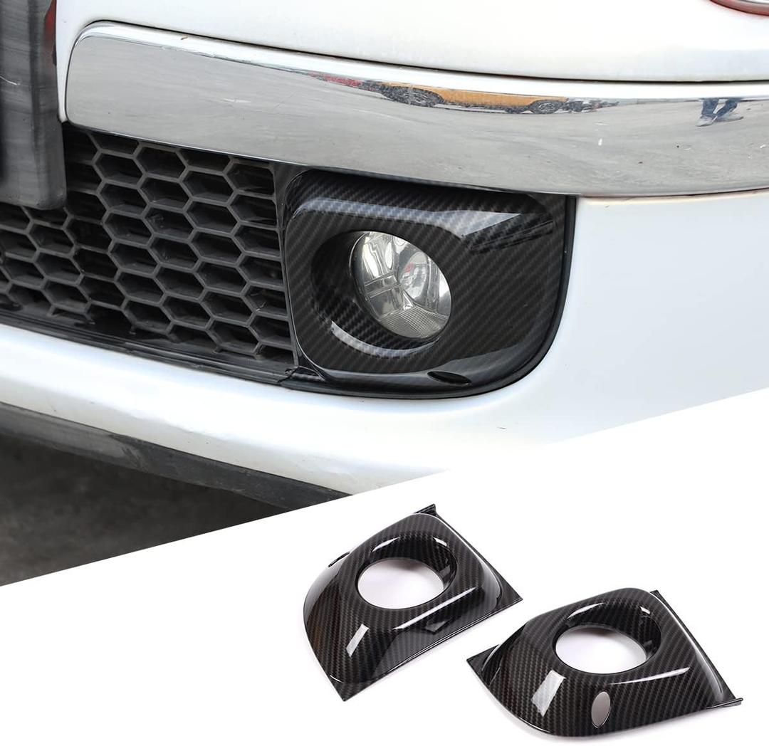 HAPPYHORSE Fit for Fiat 500 2010-2015 Car Front Bumper Fog Lamp Trim Frame Protection ABS Accessories (Carbon Fiber Pattern)