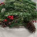 Pre-lit Christmas Garland 9FT with 100 Warm Lights, Battery Operated Xmas Garland with Pine Cedar Cones & Red Berries, Christmas Decoration for Mantle Fireplace Stair Railing Porch (Evergreen Glow)