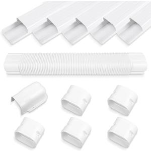 MOOITEK 4" 10Ft Mini Split PVC Line Set Cover Kit Decorative PVC Line Set Cover Kit for Central AC & Heat Pumps Systems Tubing Cover(10Ft,White)