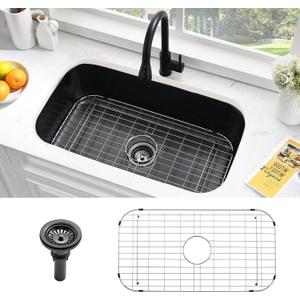 28 Black Undermount Kitchen Sink-Bokaiya 28x18 Inch Undermount Stainless Steel Sink 16 Gauge Single Bowl Kitchen Sinks with Dish Grid