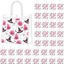 Supervitae 36 Pcs Pink Halloween Clear Favor Bags with Handle Reusable Plastic PVC Gift Bag Pumpkin Ghost Witch Goodies Totes for Treat or Trick Birthday Party Supplies, 8 x 8 x 3.15 Inch