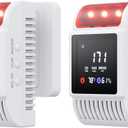 Carbon Monoxide Detectors & Gas Detector, Smoke and Carbon Monoxide Detector Battery Backup with Temperature Humidity Detection, CO & Smoke Alarm Adjustable Brightness & Sound for Home/Travel 2 Pack