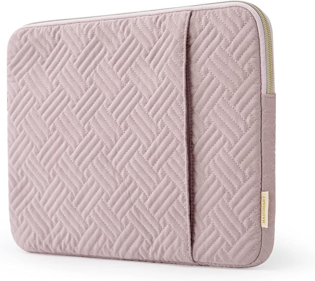 BAGSMART Laptop Sleeve Bag Compatible with MacBook Air/Pro, 13-13.3 inch Notebook, Compatible with MacBook Pro 14 Inch, MacBook Air M2 Sleeve 13 Inch, Repellent Protective Case with Pocket, Pink