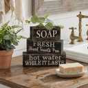 Lineshading 4 Pcs Bathroom Shelf Decor Sign Farmhouse Bathroom Decor and Accessories Rustic Eucalyptus Leaves Block Sign Soap Fresh Hand Towel Free Table Centerpiece for Home Toilet Hotel Campsite