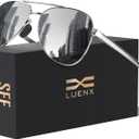 LUENX Aviator Sunglasses for Men Women Polarized - UV400 Protection, Stylish Shades, Driving, Outdoor Activities (A11-silver/Mirrored/Without Zipper Case)