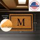 Evergreen Flag Monogram Letter M Entrance Doormat | 28 x 16 inches | Dirt Catching Natural Coir | All-Season | Non-Slip Backing | Indoor and Outdoor Home Decor