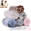 Grddaef Guinea Pig Fleece Blankets 6 Pieces Waterproof & Washable Small Animal Cage Liners Sleep Mat Bedding Pad for Hamster Chinchilla Rabbit Hedgehog (S-7.9 x 7.9 Inch)