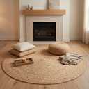 KEMA Jute Braided Woven Area Rug, Natural, 6 Feet Round