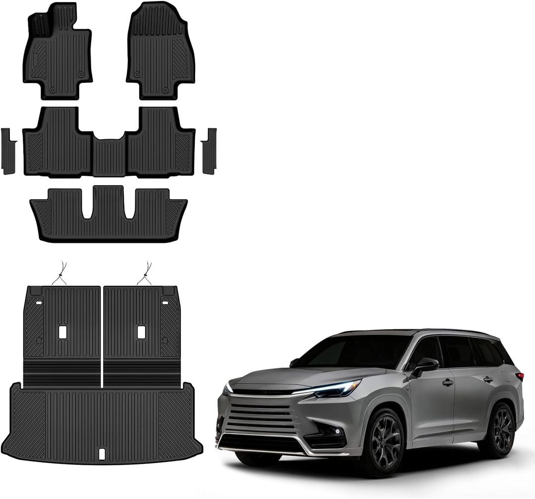 Auxko All Weather Floor Mats Cargo Mat with Backrest Mat Rear Door Sill Protector for Lexus TX350 TX350h TX350h+ 2026 2025 2024 6-Seater TPE Liners All Season Accessories