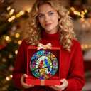 Stained Glass Window Hanging, Birds Sun Catchers Glass Panel, Suncatcher Window Decor 8", Birthday for Women Men Mom and Friend Colleague