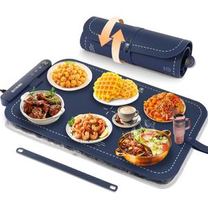 Upgraded Graphene Food Warming mat, 10s Fast Heating, 6-Level Temperature Control, Oil-Proof & Waterproof, Ideal for Home Gatherings & Holiday