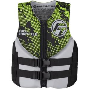 Full Throttle Junior Hinged Rapid Dry Neoprene Life Jacket, Green