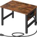 HOOBRO Printer Stand for Desk, Desktop Printer Stand with Charging Station, Small Printer Table with Storage Hook, Under Desk Printer Cart, File Rack for Home Office BF01UPS01