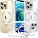 [CD Ring Compatible with MagSafe Invisible Stand]Magnetic for iPhone 12/iPhone 12 Pro Case, [Clear Bumper Non-Yellowing][Look as Bare iPhone] Slim Clear Case with Holder Kickstand for Women Men Girls