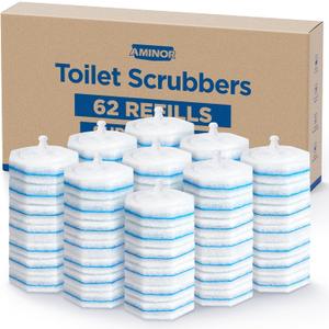 62 Count Toilet Wand Refills For Clorox Wand, 3-Layer Brush Heads with Upgraded Toilet Bowl Cleaners For 99.9% Stains Removal