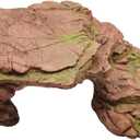 TIHOOD Turtle Platform Rectangular Aquarium Fish Tank Adjustable Turtle Basking Platform Reptile Resting Terrace Tortoise Climbing Platform (Brown)