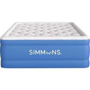 Simmons Rest Aire Mattress Air Bed with Side Built-in Pump and Soft Velveteen Topper: Queen