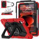 WESOROL for iPad Pro 13 Inch Case M4 (2024 Model,7th Gen) with Screen Protector/360 Rotating Stand/Pencil Holder/Shoulder Strap,Military Grade Shockproof iPad Case 13 Inch, Red Black