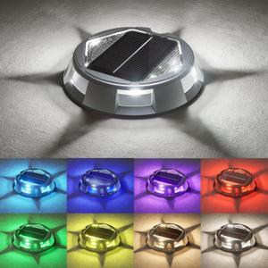 VOLISUN Solar Driveway Dock Deck Markers Marine Lights 12 Pack,9 Colors in 1 Led IP67 Waterproof Outdoor Warning Step Lights for Driveway Sidewalk Walkway Pathway RGB
