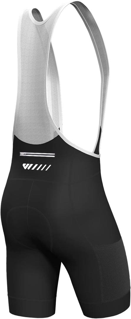 Logas Cycling Bib Shorts Men Cycling Shorts with Shoulder Straps Bike Biking Bibs with 4D Padding Breathable Quick-Dry (Large, Black)