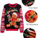 Ugly Christmas Sweater for Women Funny Crewneck Knit Christmas Sweater for Family Pullover Long Sleeve Top (Black)