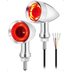 Benlari Motorcycle Bullet 48 LEDs Rear Turn Signal Light SMD Blinker Indicator Fit for Honda Yamaha Suzuki Kawasaki Harley(Chorme/Red and Amber Light)