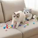 100 PCS Pom Pom Balls for Kittens, Cat Puff Ball Toys Lightweight Soft Plush Cats Ball 1.2Inch Colorful Kitten Cats Fuzzy Cat Balls Fun Interactive Toys for Indoorcat Kittens Playing Exercising(3 cm)
